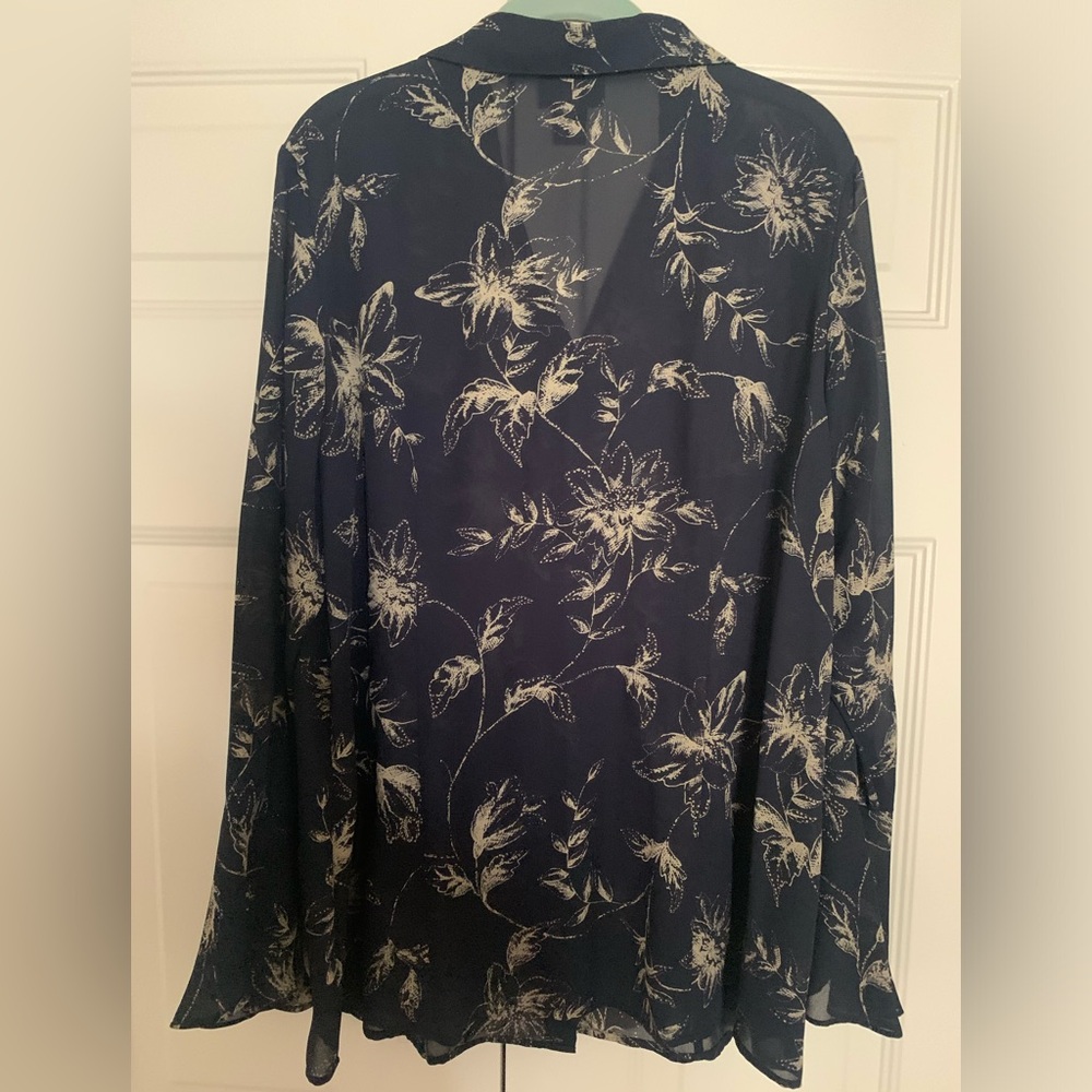 Lane Bryant Navy Button Down Blouse - Picture 6 of 6